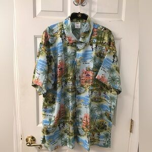 RIMA COLLN CARIBBEAN LIFE WE BE JAMMIN ISLAND SS SHIRT SZ XL MENS TERIVOILE EUC